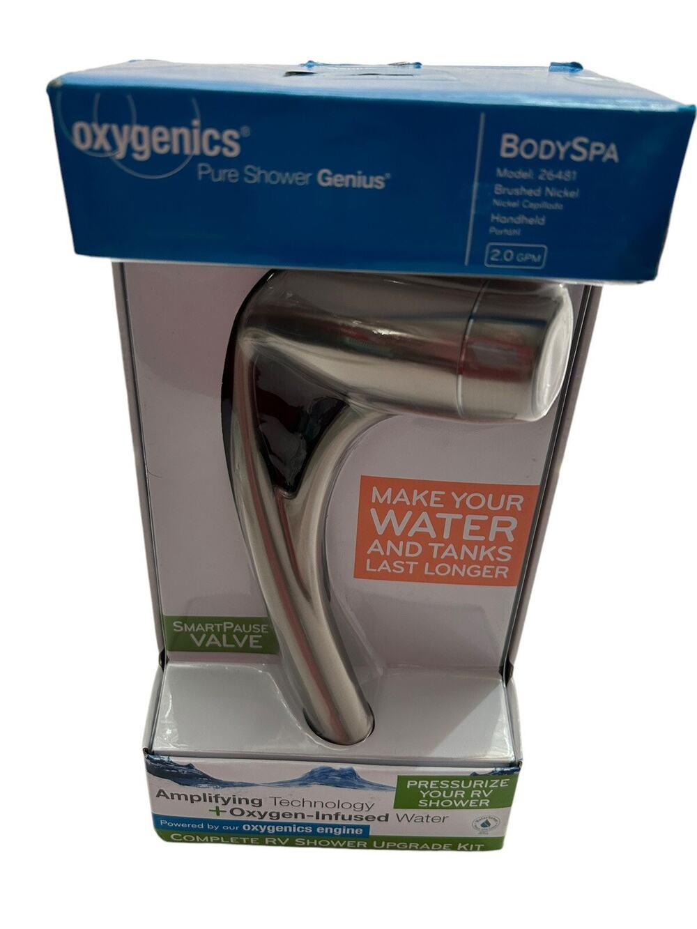 Oxygenics 26481 Brushed Body Spa Shower Kit Handheld Smart Pause Valve NIB New